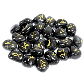 Indiase Runenstenen in Etui - Black Onyx