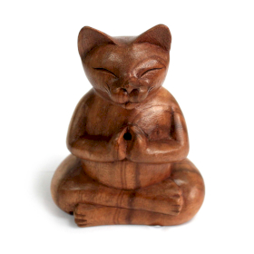 Houten gesneden wierookbranders - Large Yoga Kat