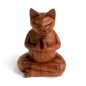 Houten gesneden wierookbranders - Medium Yoga Kat