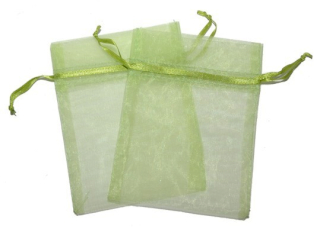 30x Medium Organza Zakjes - Grasgroen