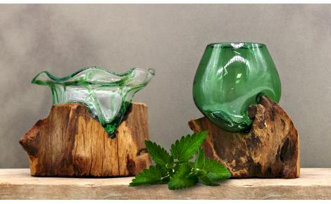 Gerecycleerd Bierflessen Glas op Hout