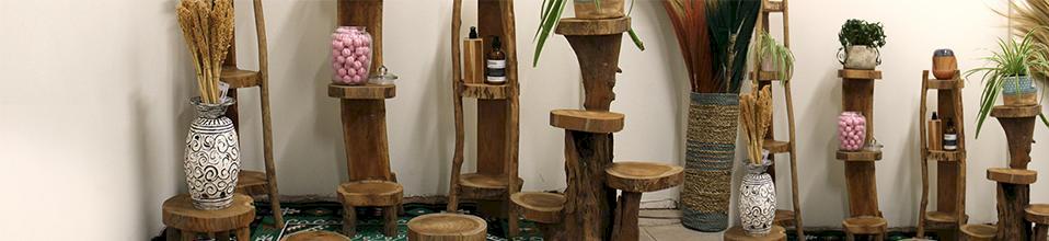 Naturel Teakhouten Display