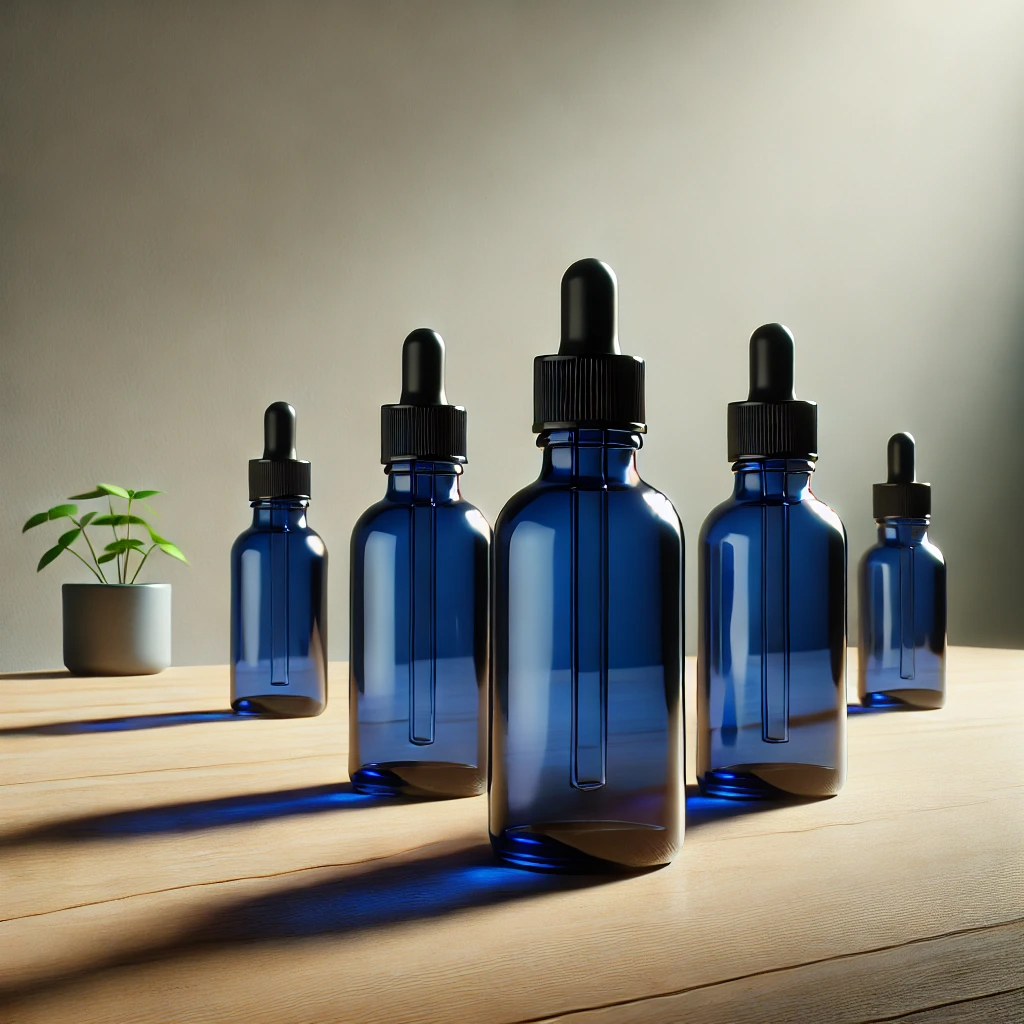 Blauwe Glazen Druppelflessen - 5ml tot 100ml