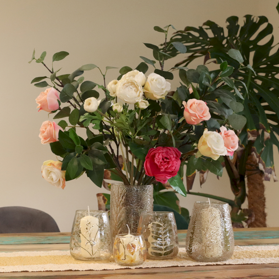 Natuurlijke Bloemen Glazen Kandelaar