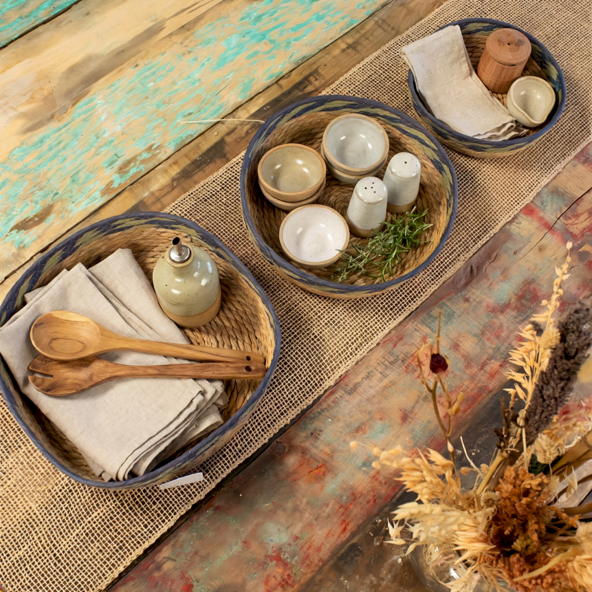 Groothandel Bananenblad & Zeegras Vierkante Mand